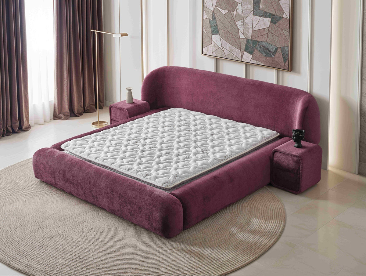 Pat Boxspring IVONE structură metalică, saltea premium cu topper integrat