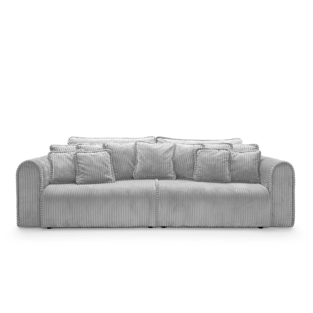 Canapea extensibilă 4-in-1 CELLORA 302 cm lungime, ladă depozitare, funcție pat 180×240 cm, gri mătase