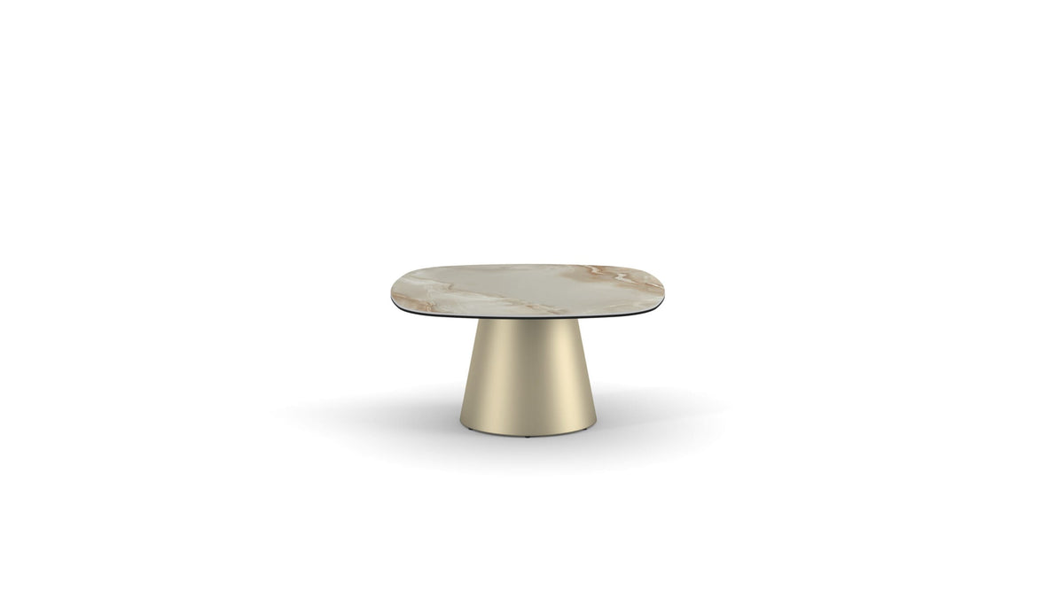 Măsuță cafea FIRENZE 90 cm lungime, blat ceramic, finisaj marmură, bază metalică