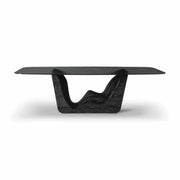 Masă dining ALPINA NOIR 260 cm lungime, blat sticlă securizată, bază lemn placat