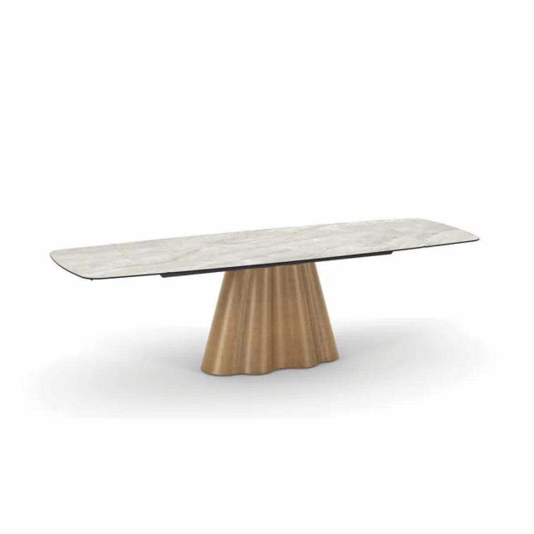 Masă dining extensibilă BELLAGIO 180-260 cm lungime, blat ceramică, finisaj marmură, bază metalică