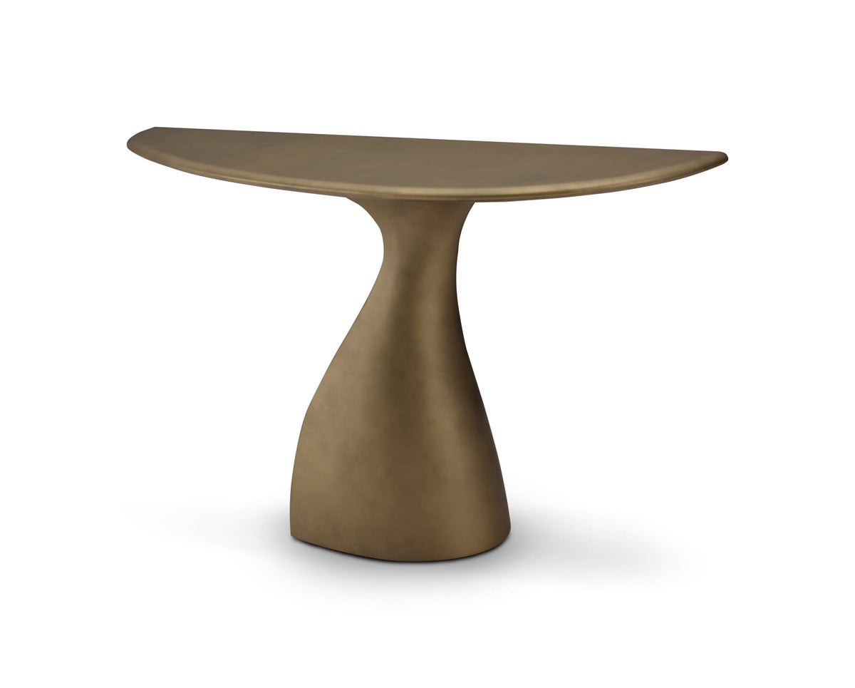 Consolă FLUX 140 cm lungime, structură fibră de sticlă, finisaj brass vintage