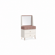 Comodă toaletă PEARL 80 cm lățime, 4 sertare, finisaj rose dust, alb ivory, accente rose gold
