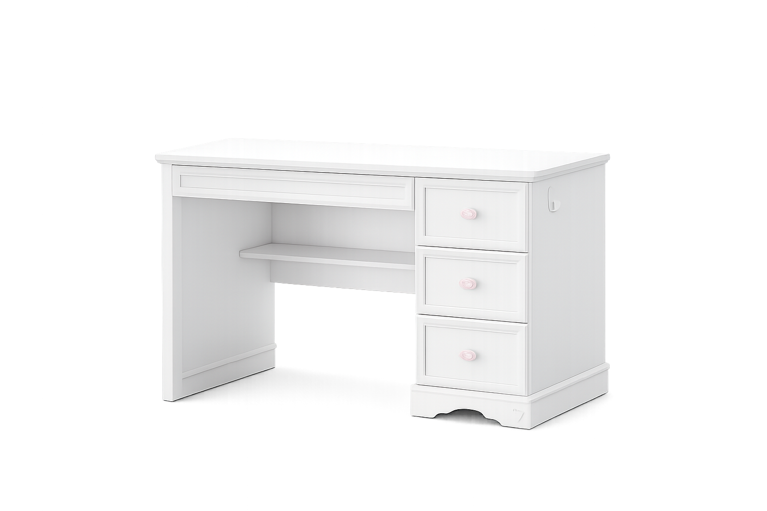 Birou BUTTERFLY 108 cm lungime, 3 sertare cu organizator, finisaj alb satinat
