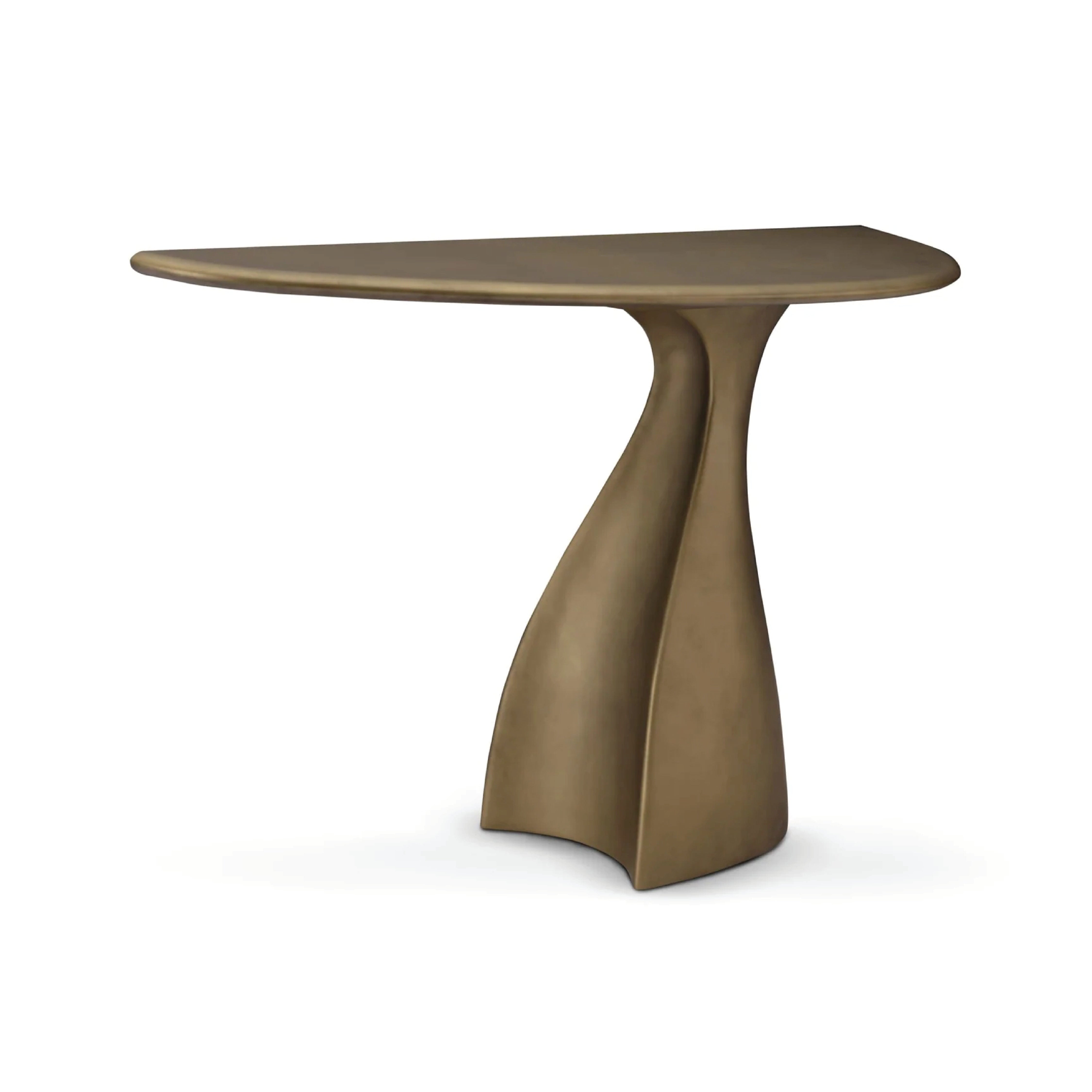 Consolă FLUX 140 cm lungime, structură fibră de sticlă, finisaj brass vintage
