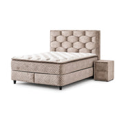 Pat Boxspring ARTE, ladă de depozitare, structura metalica, saltea premium cu topper integrat