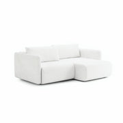 Canapea extensibilă 4-în-1 SIGNORIA, 225 cm lungime, ladă de depozitare, spumă HR, ivory