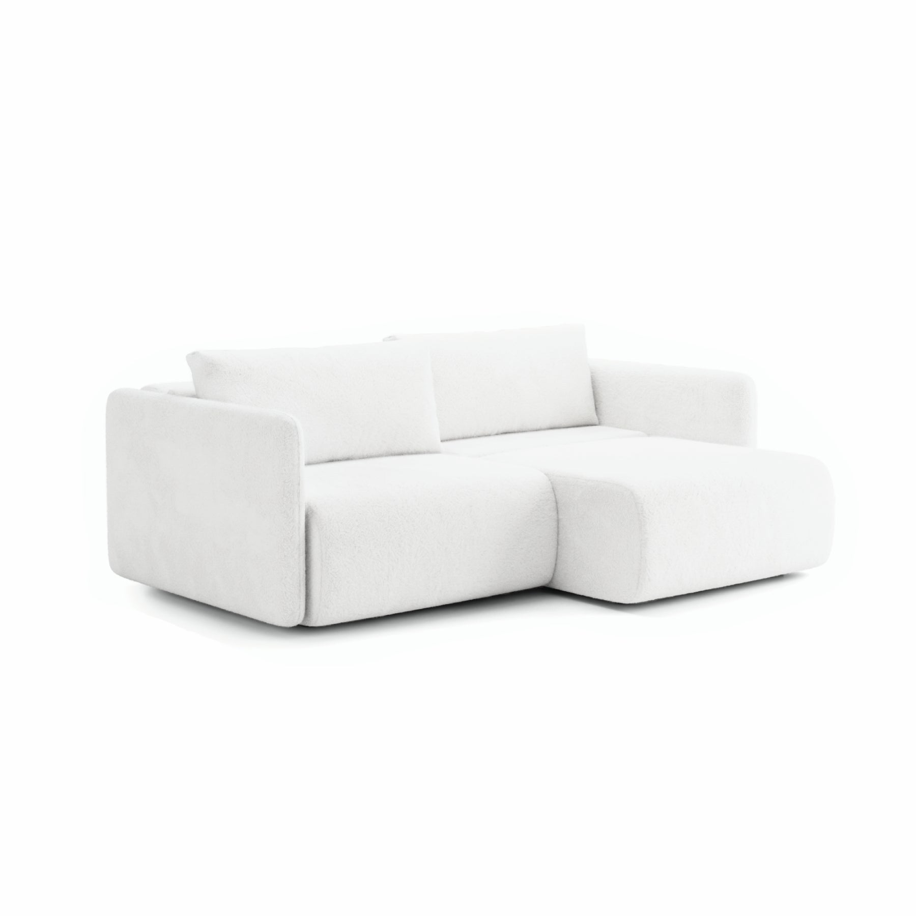 Canapea extensibilă 4-în-1 SIGNORIA, 225 cm lungime, ladă de depozitare, spumă HR, ivory