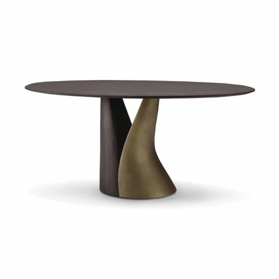 Masă dining fixă DUALIS 180 cm lungime, blat lemn masiv, bază metal, fibră de sticlă
