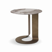 Măsuță cafea ARCUS 38 cm diametru, marmură Maple Brown, bază metalică