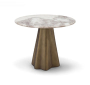 Măsuță cafea BELLAGIO 60 cm diametru, blat marmură albă, bază metalică brass