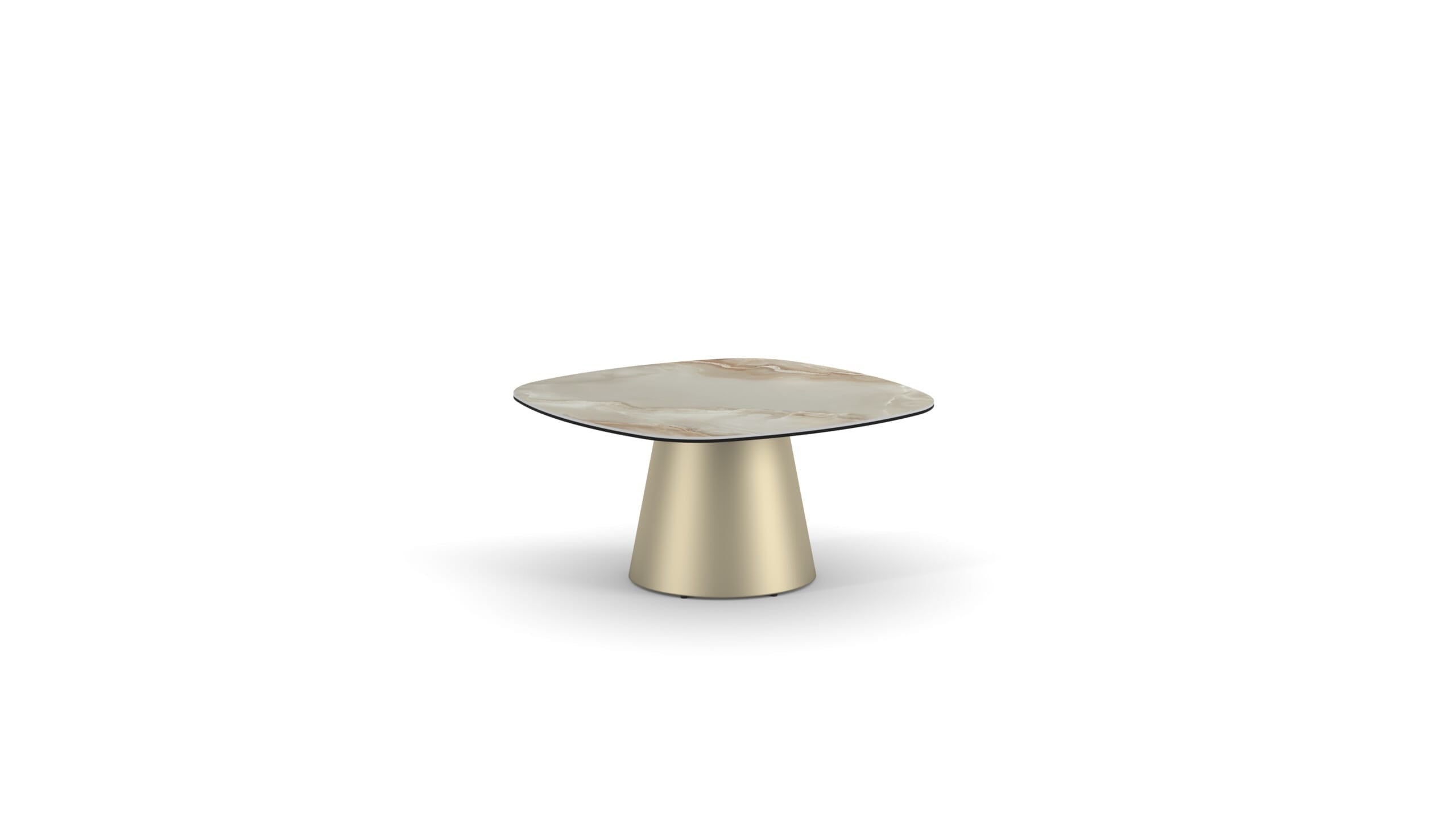 Măsuță cafea FIRENZE 90 cm lungime, blat ceramic, finisaj marmură, bază metalică