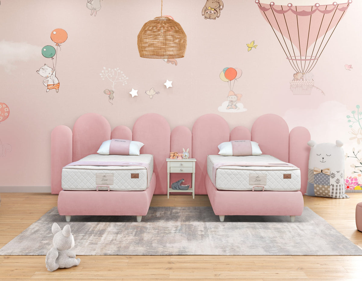 Set paturi DUO MOON 120×200 cm, tapițerie catifea premium, culoare roz pudrat