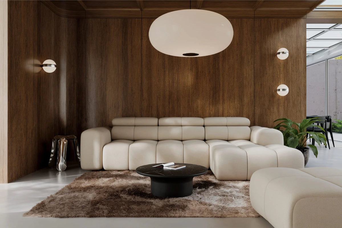 Colțar modular AVENTO, 289 cm lungime, extensie electrică, material impermeabil