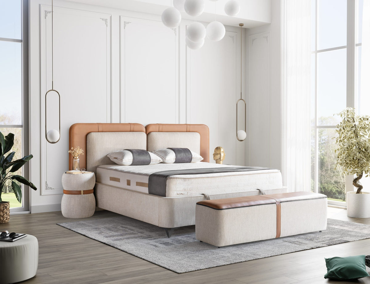 Pat Boxspring SILENT NIGHT cu ladă de depozitare, structură metalică, saltea premium
