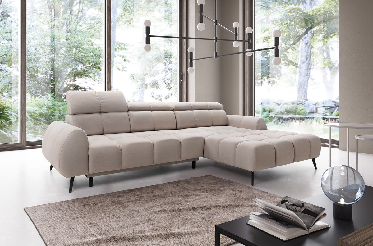 Colțar extensibil electric ALVORIA 295 cm lungime, formă „L”, material impermeabil