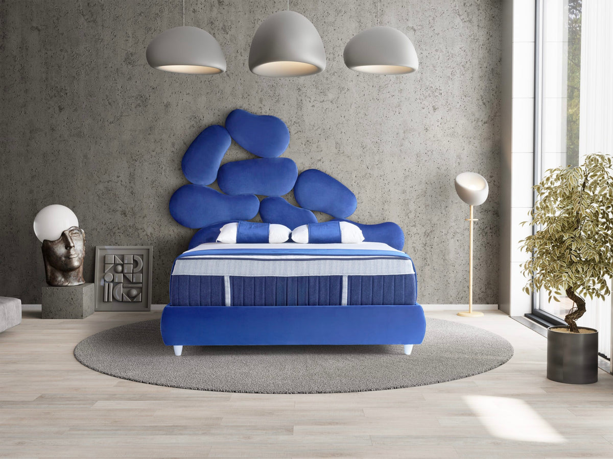 Pat Boxspring OCEAN cu ladă de depozitare, structură metalică, saltea premium
