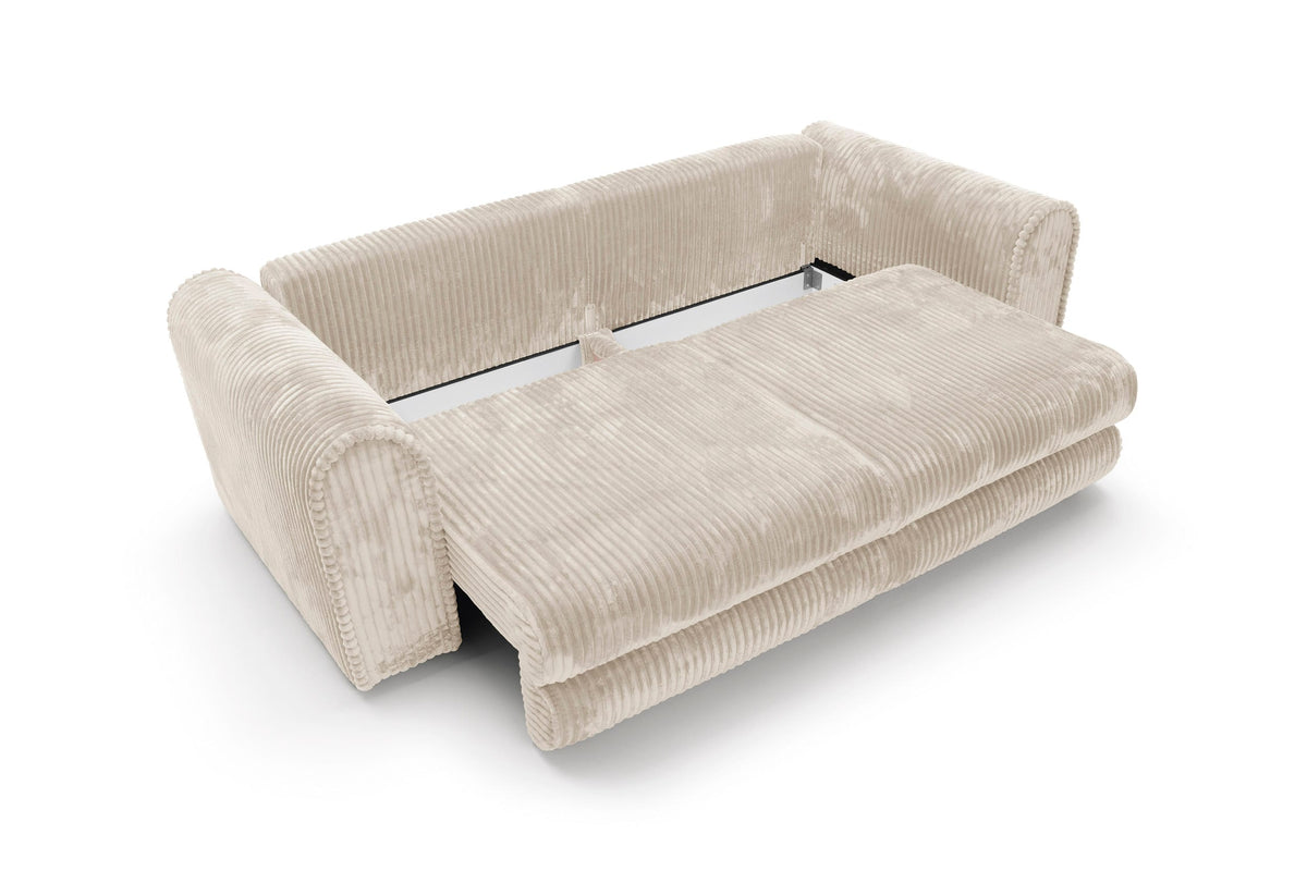 Canapea extensibilă CELLORA 260 cm lungime, funcție pat 160×200 cm, ladă depozitare, crem
