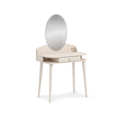 Masă toaletă PEARL 80 cm lățime, oglindă LED, sertar organizator, finisaj ivory, roz pudră