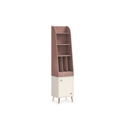 Bibliotecă PEARL 44 cm lățime, finisaj rose dust, alb ivory, 1 sertar, dulap inferior