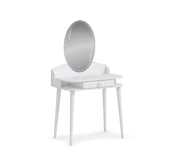 Masă toaletă AMELIE 80 cm lățime, oglindă LED, sertar organizator, finisaj alb satinat