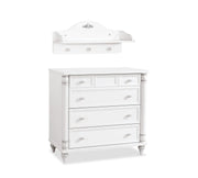 Raft perete BELLE 75 cm lungime, finisaj alb mat, 3 agățători, ornament floral