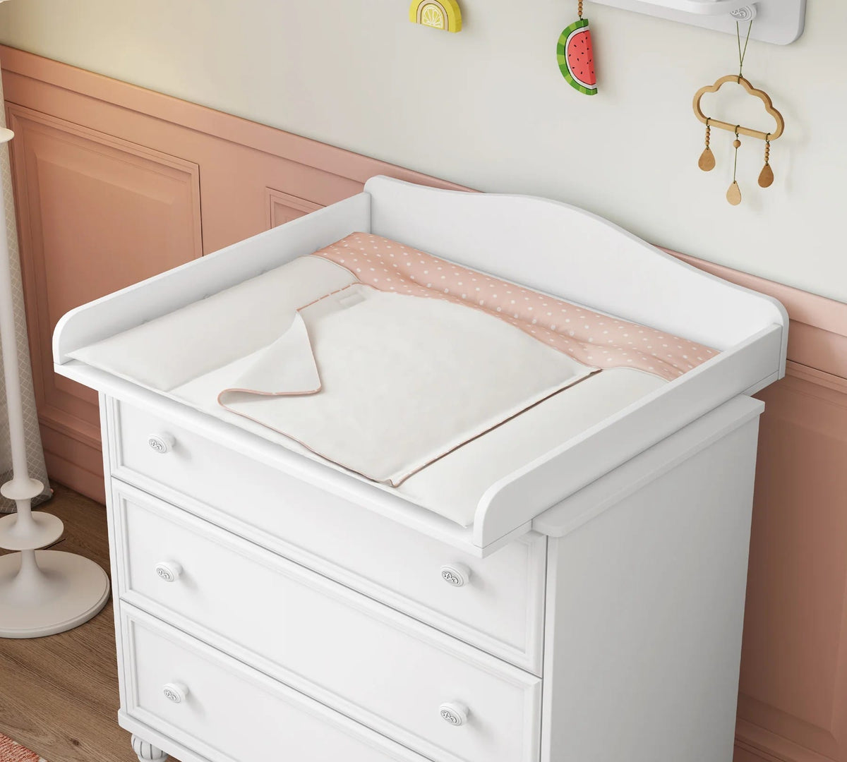 Modul înfășat BELLE pentru comodă, finisaj alb mat, design ergonomic