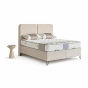Pat Boxspring LEDA cu ladă de depozitare, structură metalică, saltea premium
