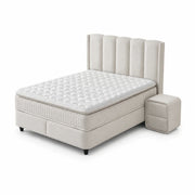 Pat Boxspring MAGNUM cu ladă de depozitare, structură metalică, saltea premium cu topper integrat
