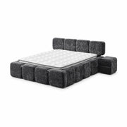 Pat Boxspring MARVEO cu ladă de depozitare, structură metalică, saltea premium cu topper integrat