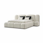 Pat Boxspring MERIVO cu ladă de depozitare, structură metalică, saltea premium cu topper integrat