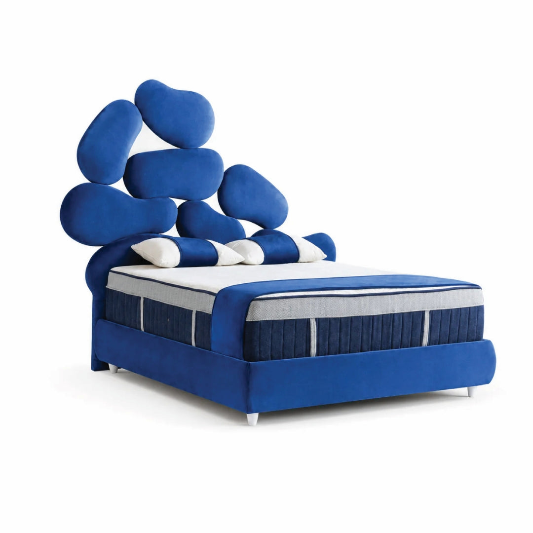 Pat Boxspring OCEAN cu ladă de depozitare, structură metalică, saltea premium