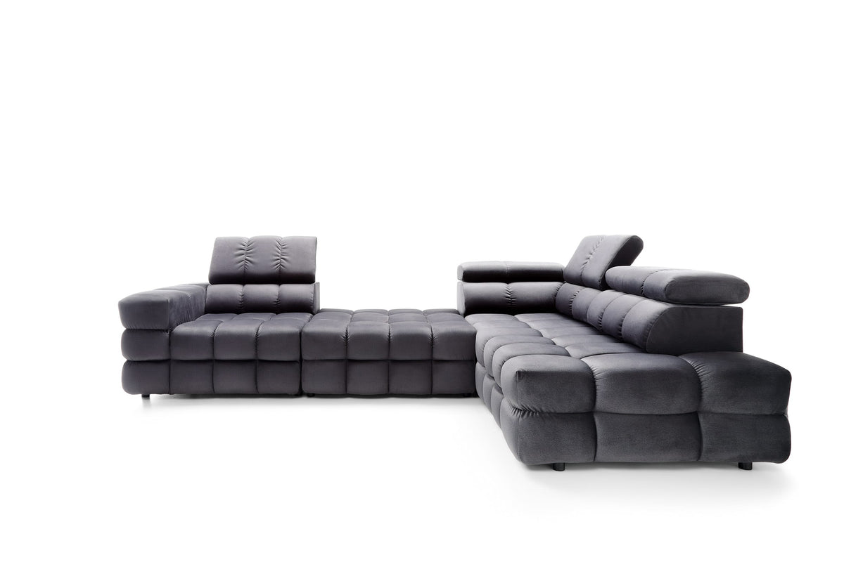 Colțar modular CAPRI 320 cm lungime, formă „L”, configurabil, tetiere reglabile