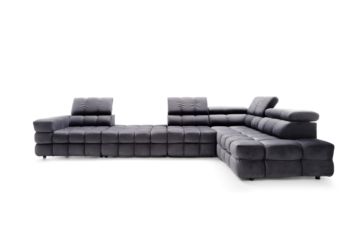Colțar modular CAPRI 396 cm lungime, formă „L”, configurabil, tetiere reglabile