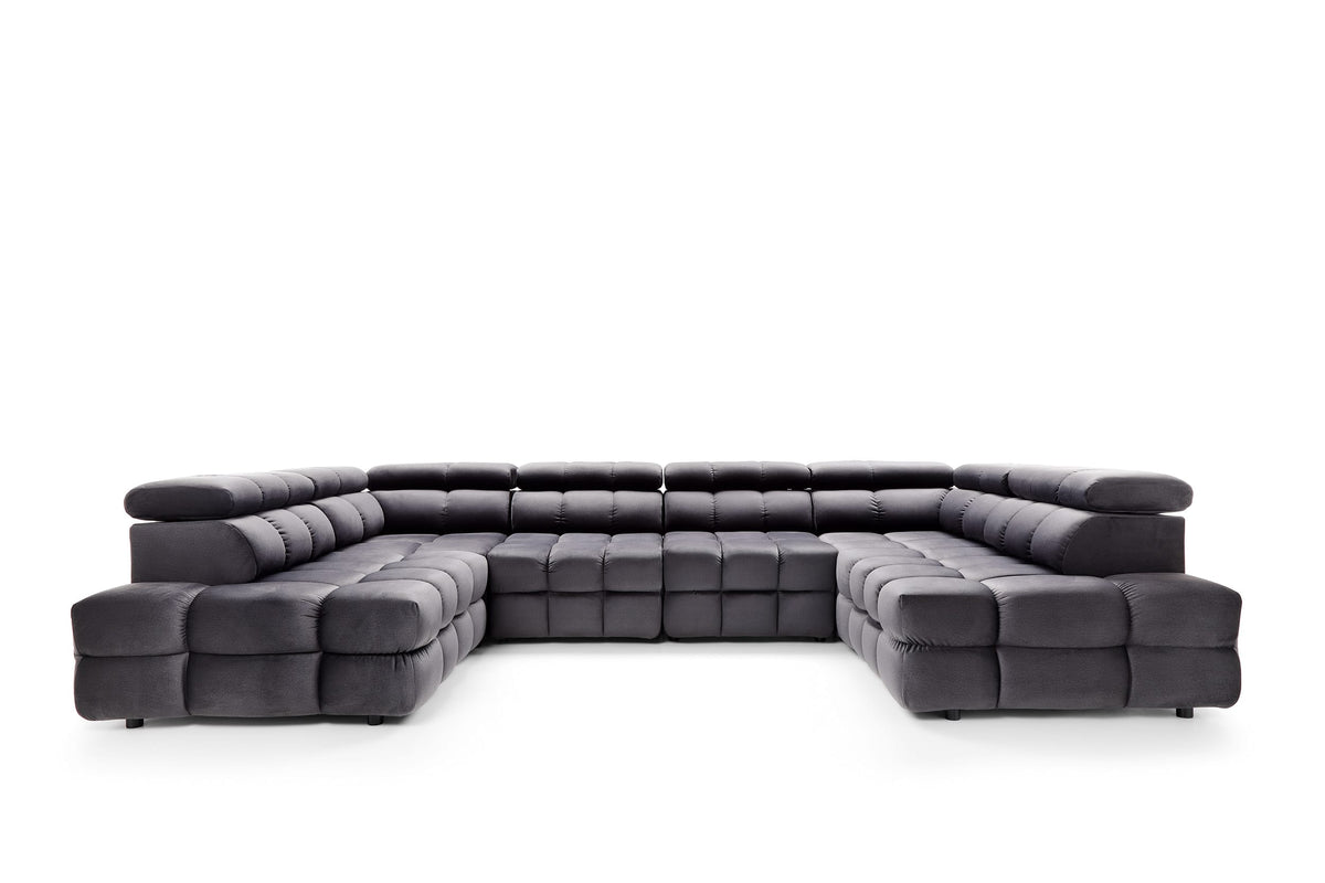 Colțar modular CAPRI 372 cm lungime, formă „U”, configurabil, tetiere reglabile