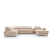 Colțar modular VELARO 398 cm lungime, formă „U”, extensie electrică, tetiere reglabile, configurabil