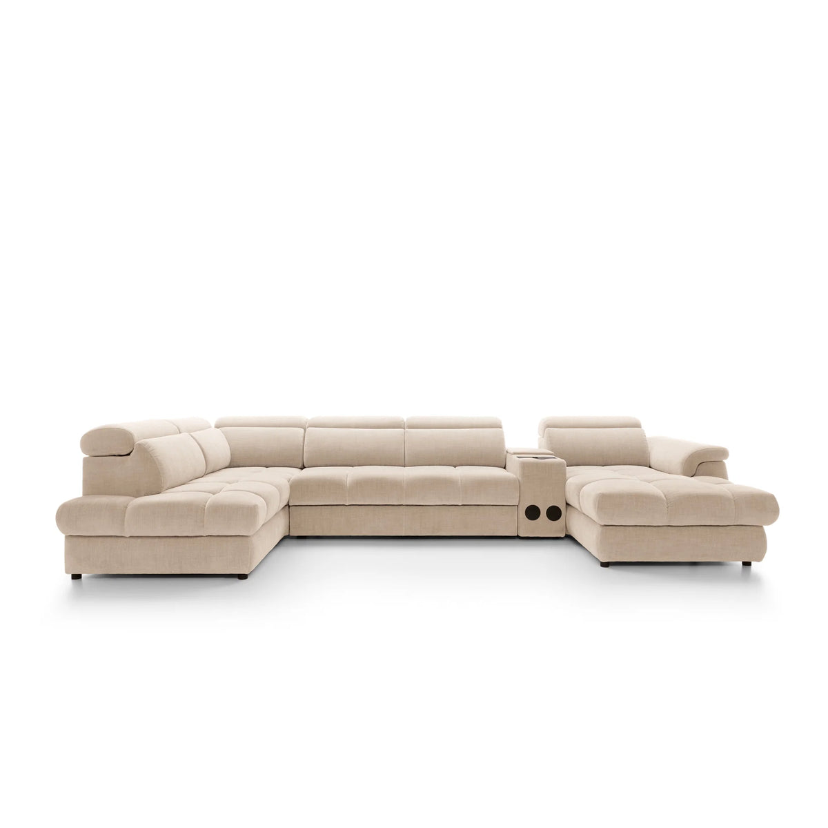 Colțar modular VELARO 398 cm lungime, formă „U”, extensie electrică, tetiere reglabile, configurabil