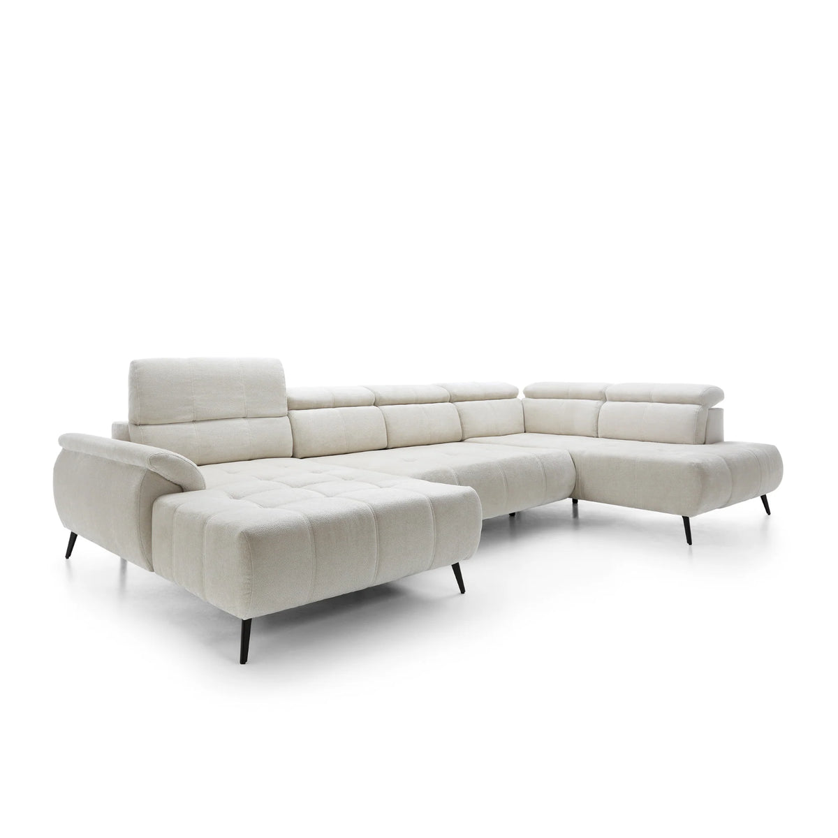 Colțar extensibil electric VITORIO 375 cm lungime, in "U", tetiere reglabile, material impermeabil