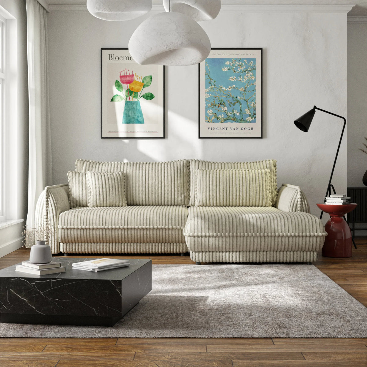 Colțar extensibil TORRO 267 cm, formă L, ladă depozitare, structură masivă, arcuri sinusoidale și spumă HR, design premium modern