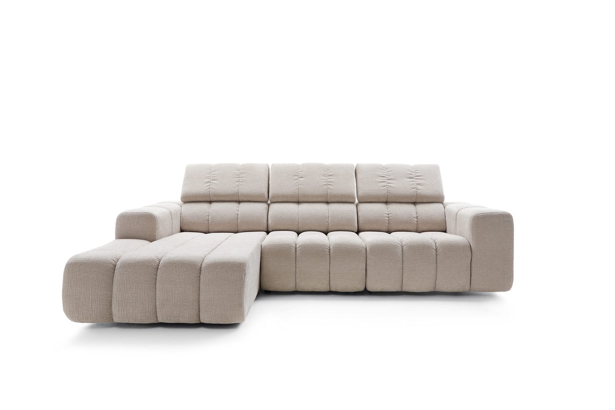 Colțar modular SIENNA 292 cm lungime, formă „L”, tetiere reglabile, configurabil