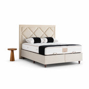 Pat Boxspring POINT cu ladă de depozitare, structură metalică, saltea premium