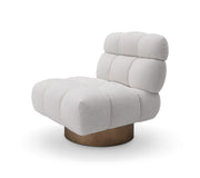 Fotoliu rotativ NIMBUS 80 cm lățime, tapițerie bouclé ivory, structura masiva