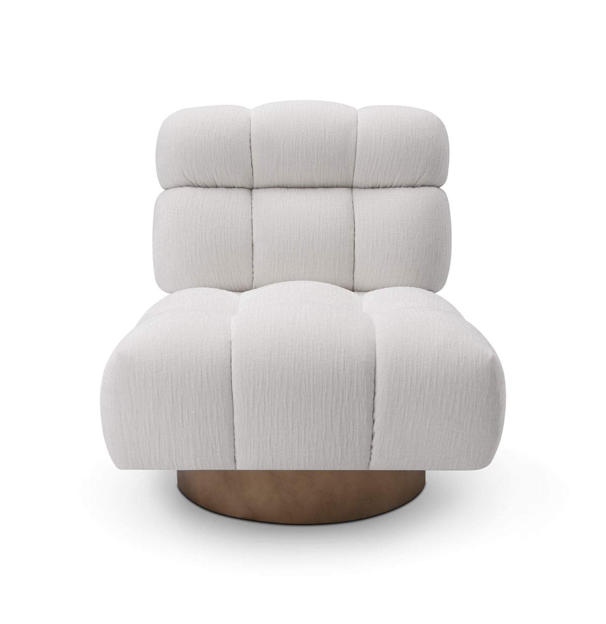 Fotoliu rotativ NIMBUS 80 cm lățime, tapițerie bouclé ivory, structura masiva