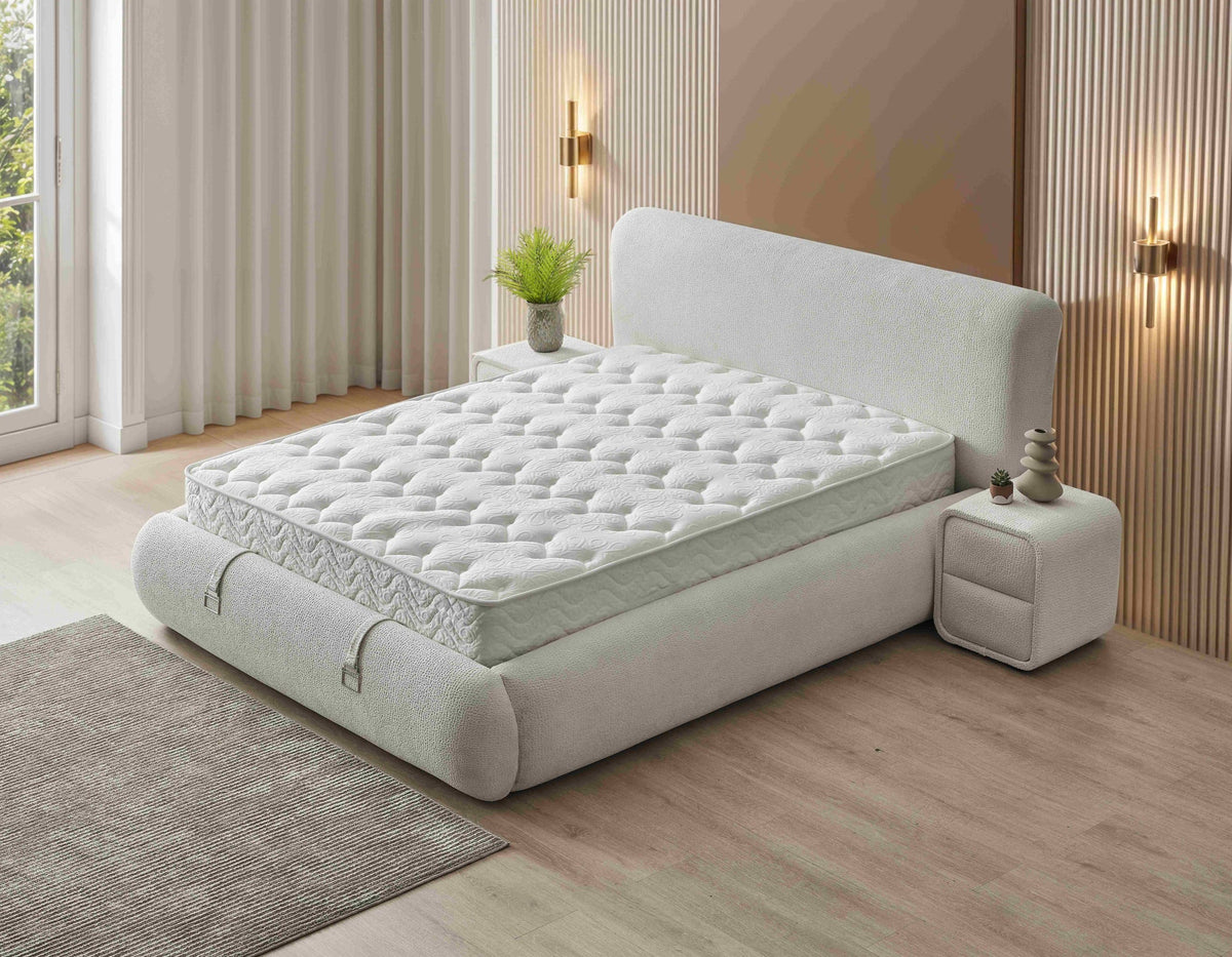 Pat Boxspring SENSO cu ladă de depozitare, structură metalică, saltea premium