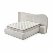 Pat Boxspring SALVADOR cu ladă de depozitare, structură metalică, saltea premium cu topper integrat