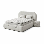Pat Boxspring THALUMA cu ladă de depozitare, structură metalică, saltea premium cu topper integrat