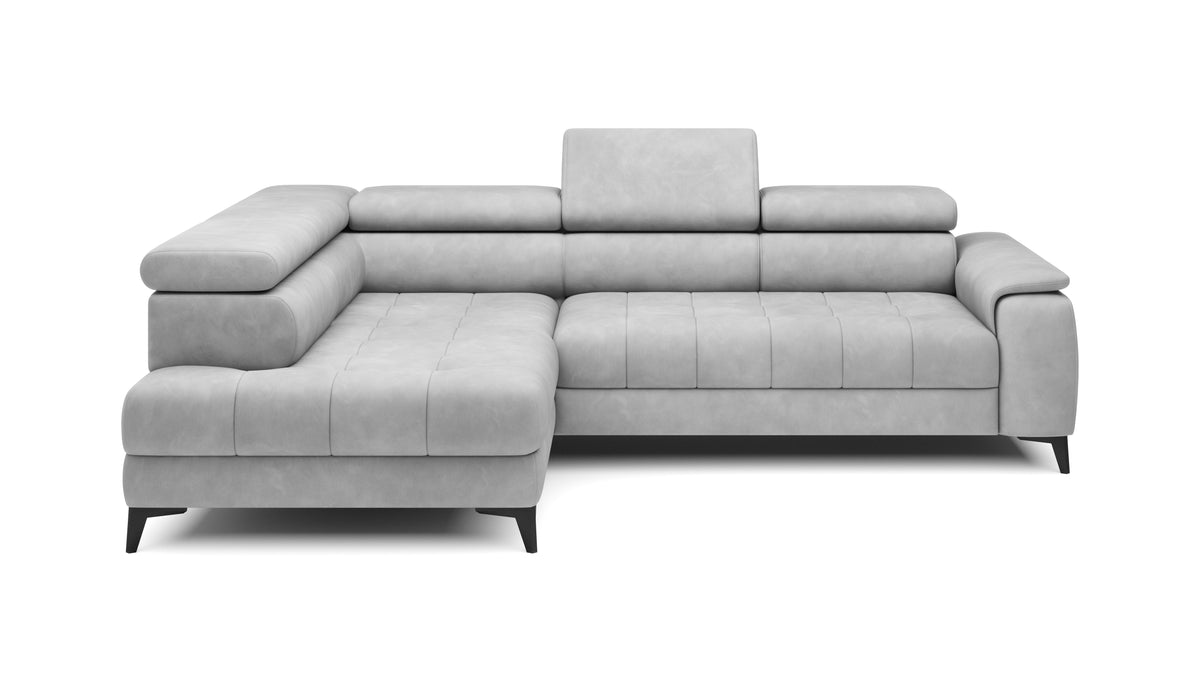 Colțar extensibil electric CHIVAS, 278 cm lungime, formă „L”, tetiere reglabile, configurabil