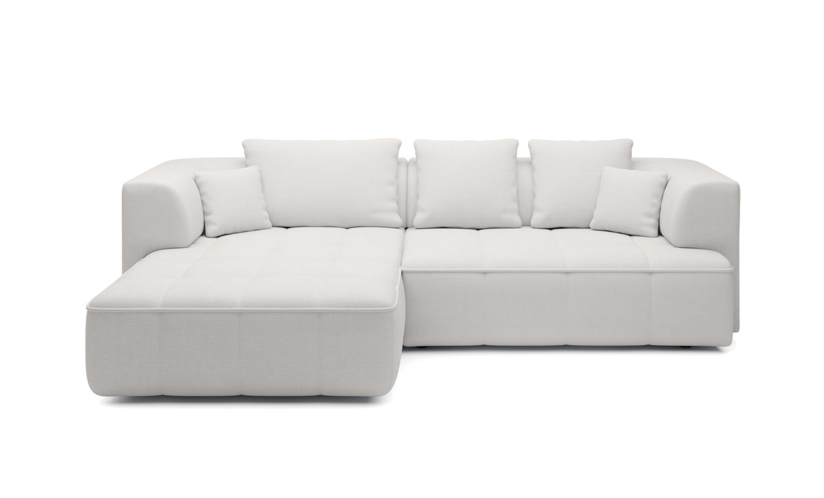 Colțar extensibil electric ALBIO, 288 cm lungime, formă „L”, configurabil.