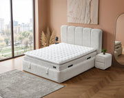 Pat Boxspring KOTOR cu ladă de depozitare, structură metalică, saltea premium