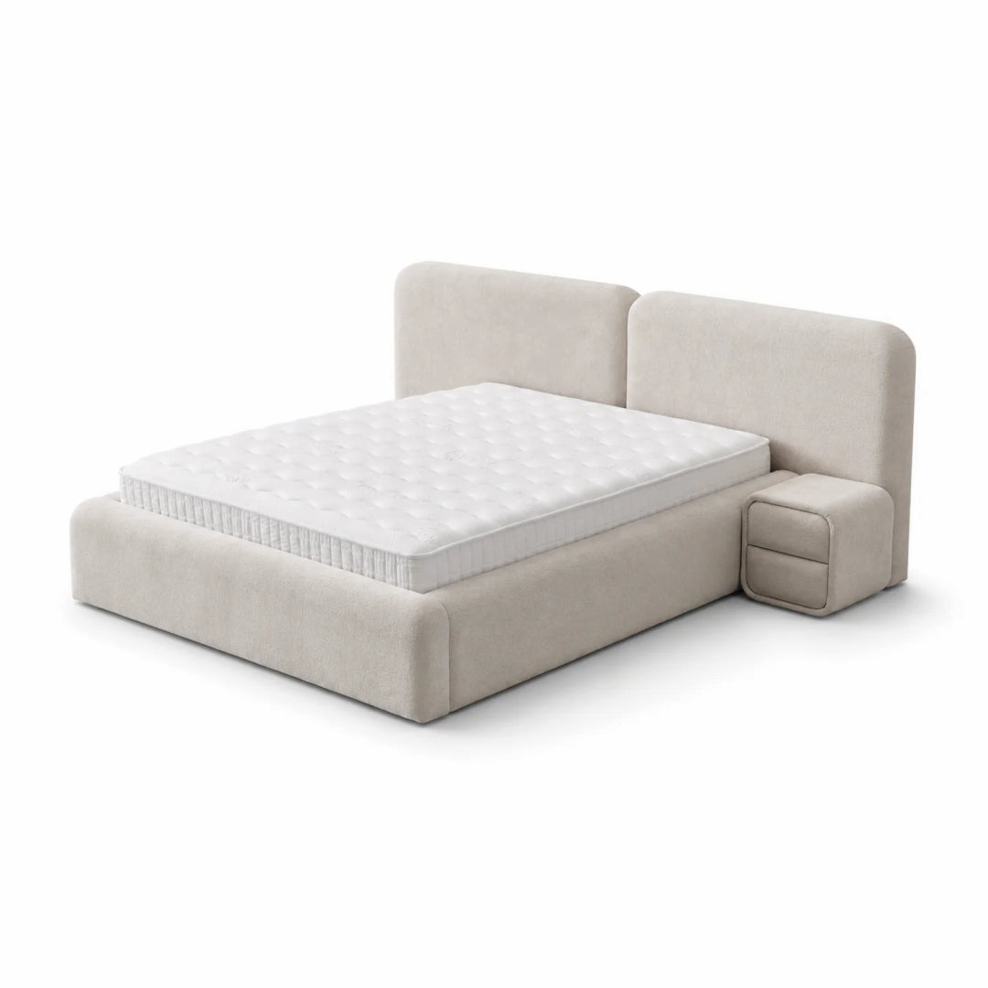 Pat Boxspring BORA BORA cu ladă de depozitare, structură metalică, saltea premium